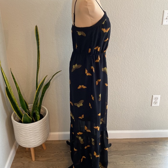 KENSIE Butterfly Black Maxi Dress Medium - Picture 4 of 7